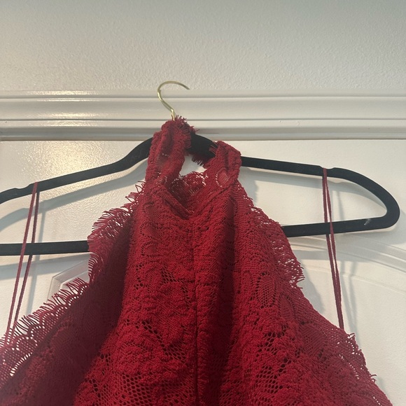 Free People Harper Red Lace High Neck Dress - Picture 3 of 4